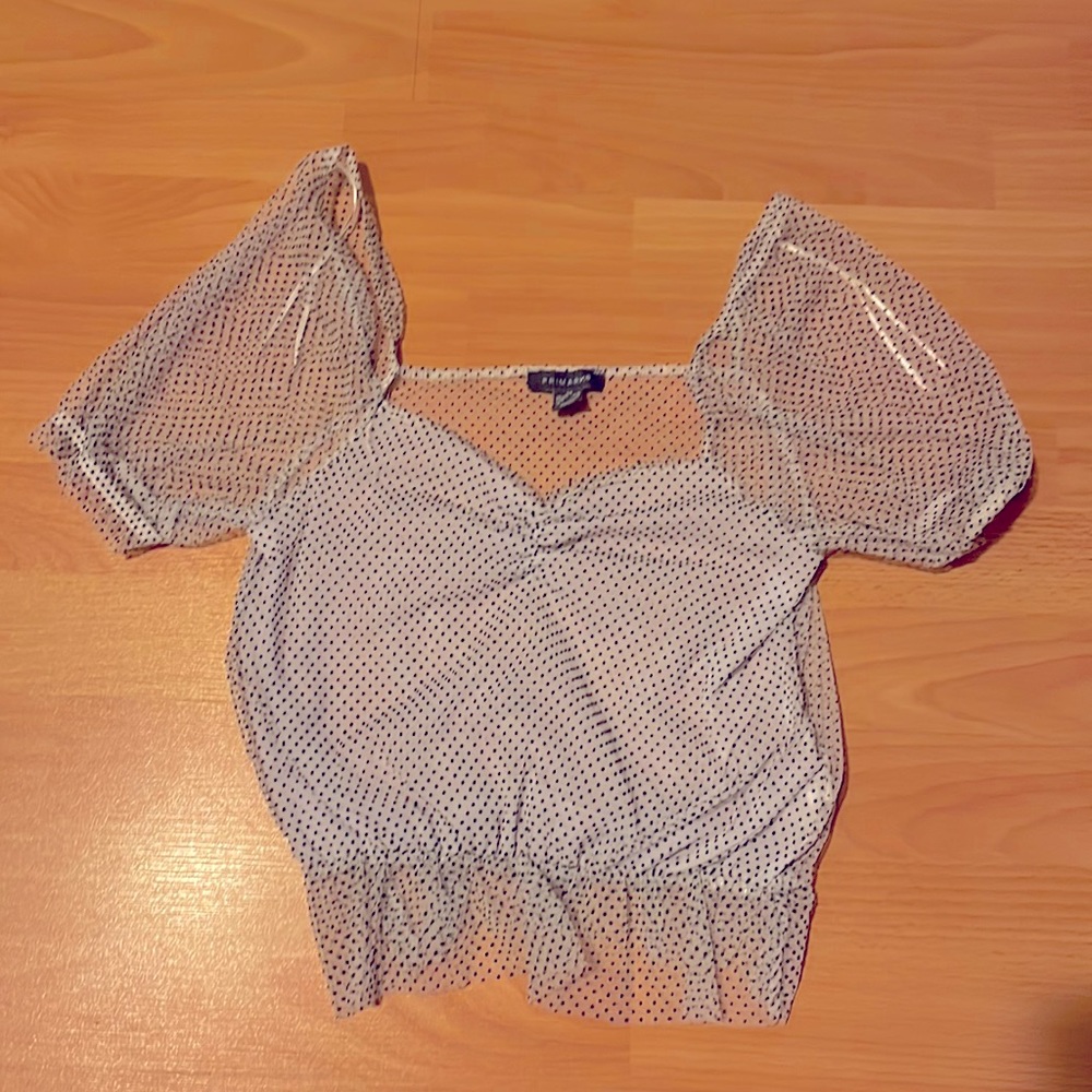Polka dot mesh blouse, Size XS